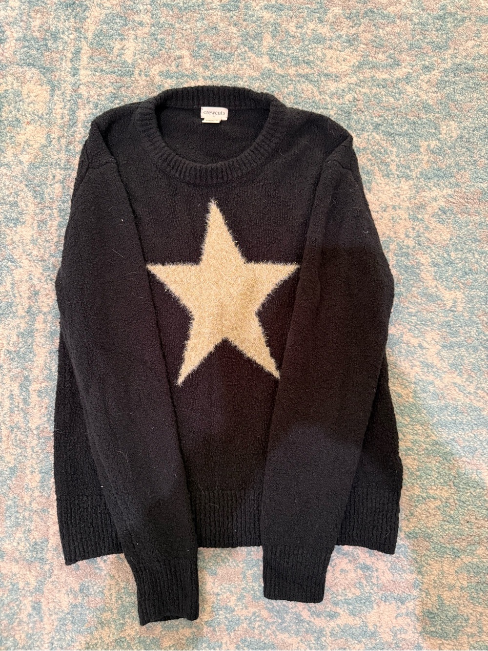Crewcuts Black Crewneck Sweater with Cream Star